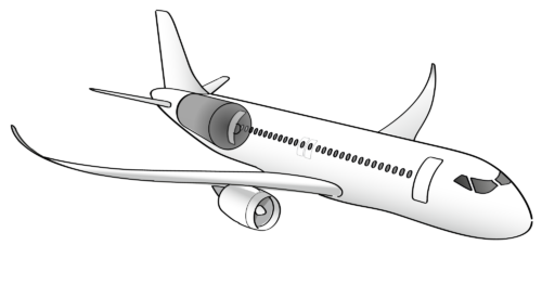 Wasserstofftank im Flugzeug
