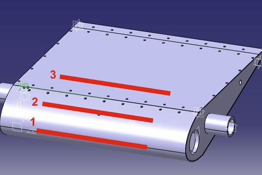 Versuchsprofil mit drei Messkanälen (rot)