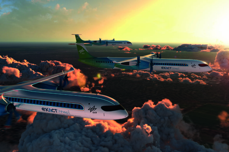 Flugzeuge aus dem Projekt im Flug