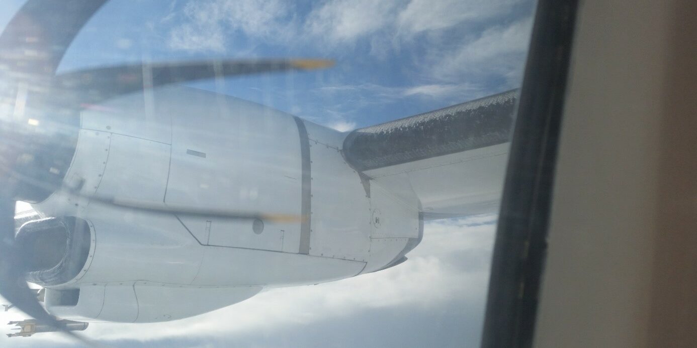 Flugzeug Blink vom Flugzeuginneren auf Versuchsaufbau