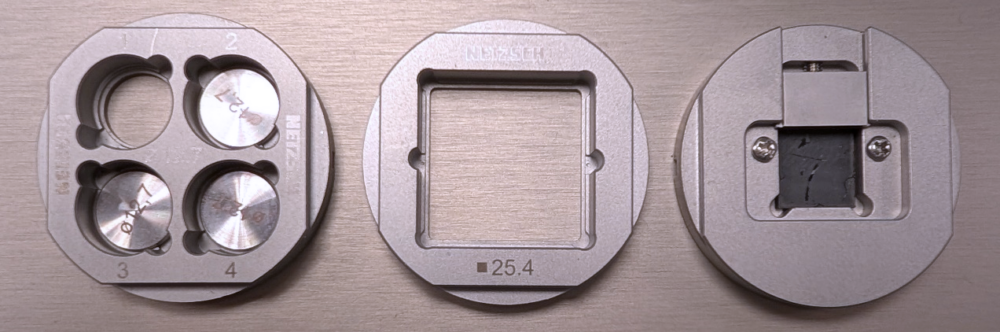 Auswahl verschiedener Probekörper für die LFA467 HyperFlash